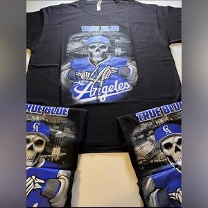 TRUE BLUE SKULL BLUE LOS ANGELES BLACK T-SHIRTS